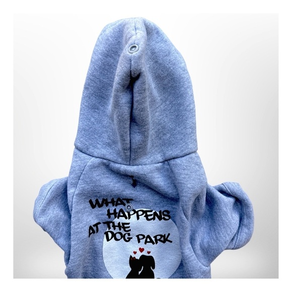 “What Happens At The Dog Park Stays At The Dog Park” Puppy/Small Hoodie. Blue - Picture 4 of 8